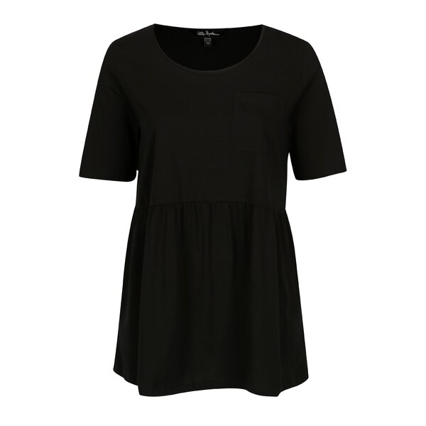 Tricou negru cu pliuri in talie Ulla Popken