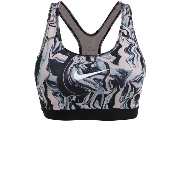 Bustier sport roz prafuit & negru cu print - Nike Classic Painted Marble