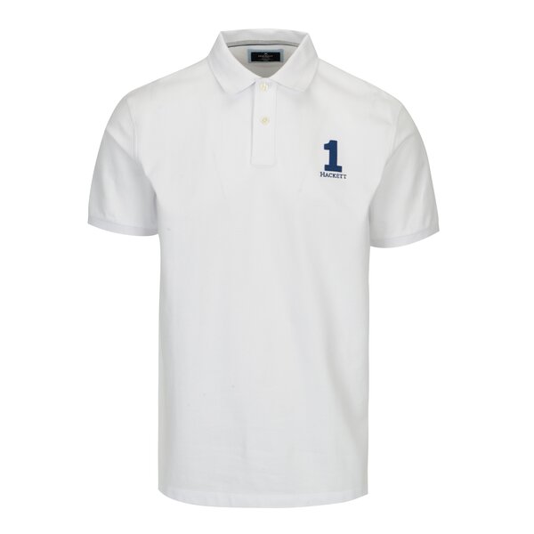 Tricou polo alb cu broderie - Hackett London New Classic