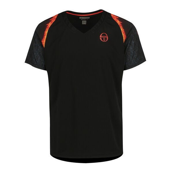 Tricou sport negru cu print si maneci raglan pentru barbati - Sergio Tacchini Magma