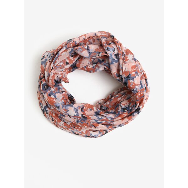 Esarfa albastru & caramiziu cu print - Pieces Minna