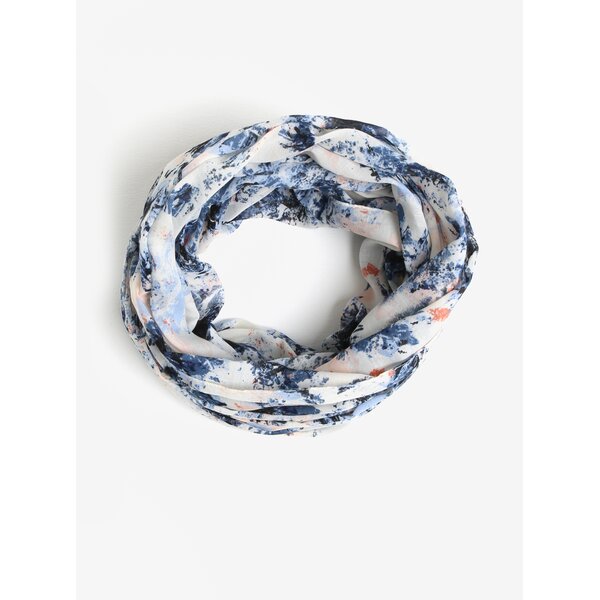 Esarfa albastru & crem cu print - Pieces Minna