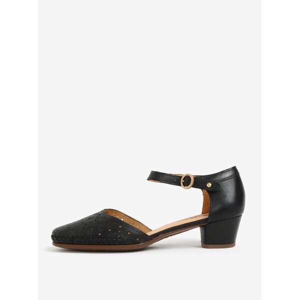 Pantofi decupati negri din piele cu model perforat - Pikolinos Gomera