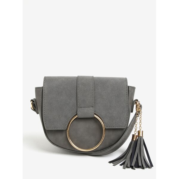 Geanta gri cu aspect de piele intoarsa si ciucuri - VERO MODA Rina