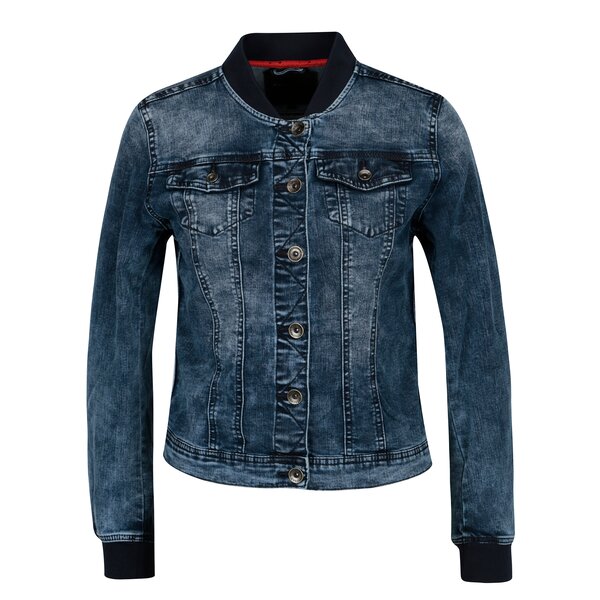 Jacheta din denim bleumarin cu terminatii elastice pentru femei Broadway Anya