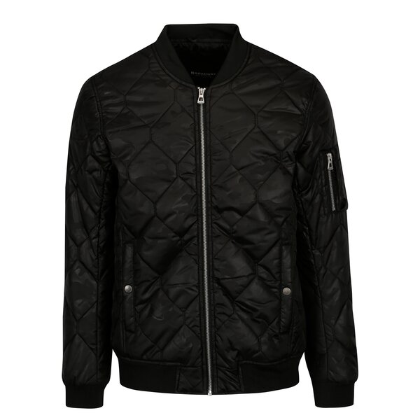Jacheta bomber matlasata neagra cu model delicat pentru barbati Broadway Georgia