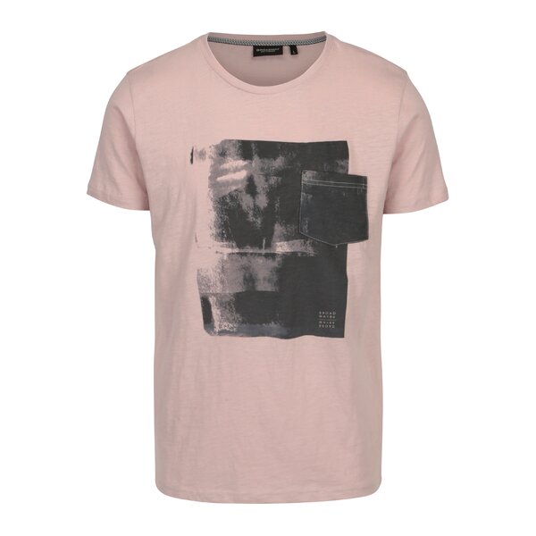 Tricou roz prafuit cu print pentru barbati Broadway Hince