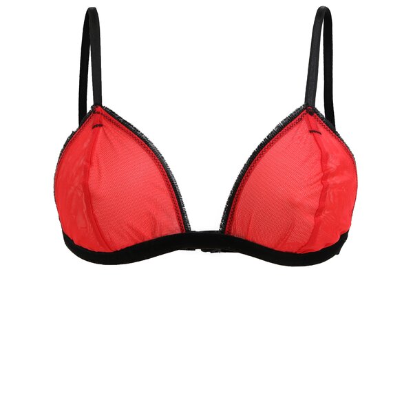 Sutien rosu din plasa cu banda din catifea Eden Lingerie