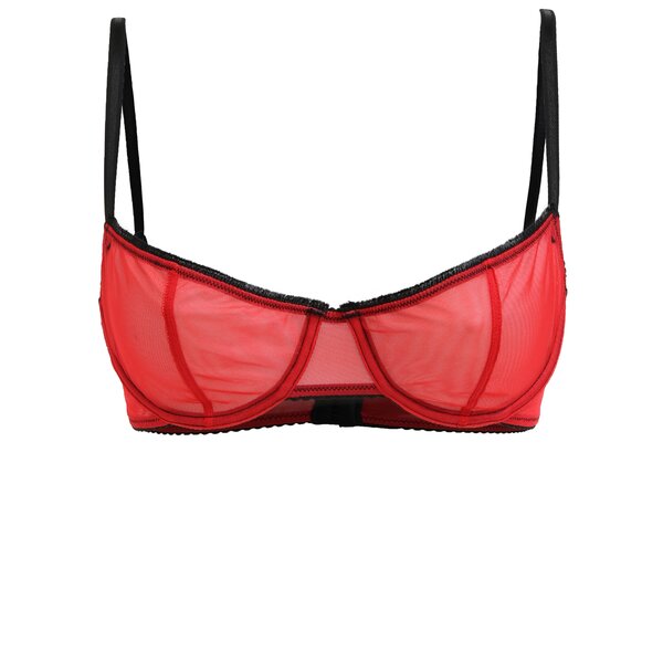 Sutien balconette rosu din plasa Eden Lingerie