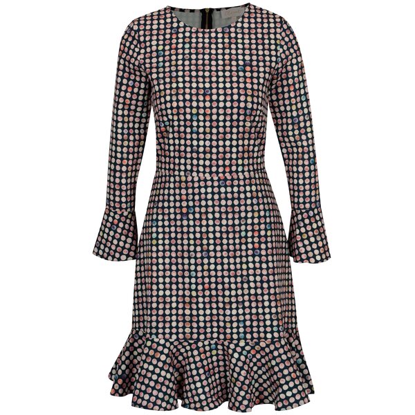 Rochie bleumarin cu buline si maneci clopot Closet