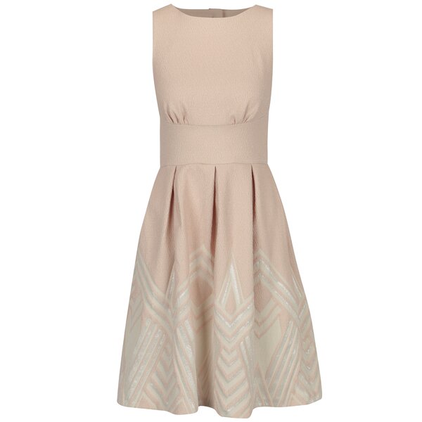 Rochie roz pal cu print geometric si fir metalic Closet