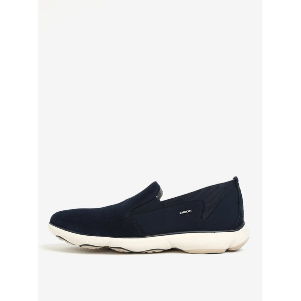 Pantofi slip on bleumarin din piele intorasa pentru barbati Geox Nebula