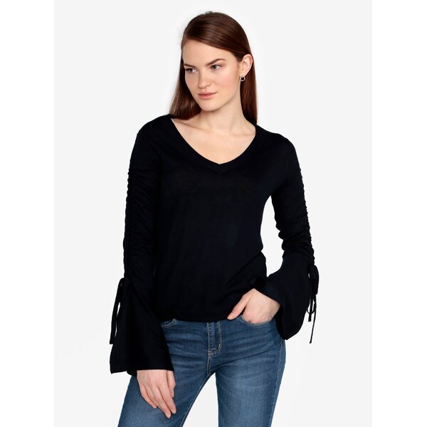 Pulover bleumarin cu maneci clopot cu snururi - VERO MODA Adriana