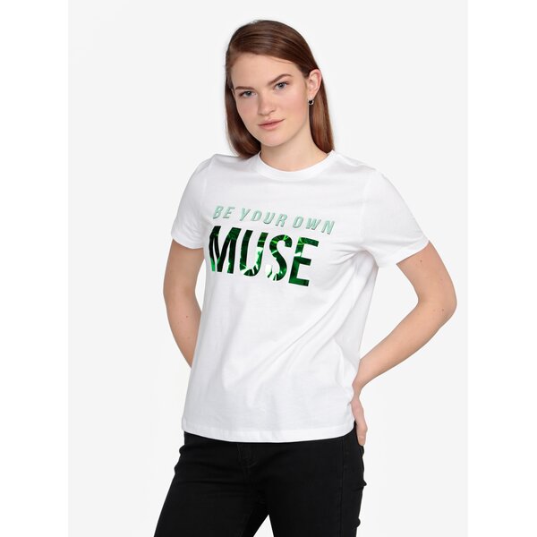 Tricou alb cu print - VERO MODA Henny