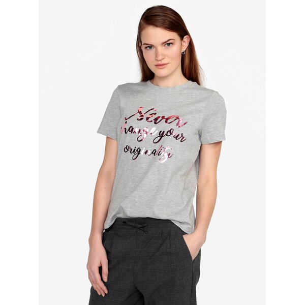 Tricou gri cu print - VERO MODA Henny
