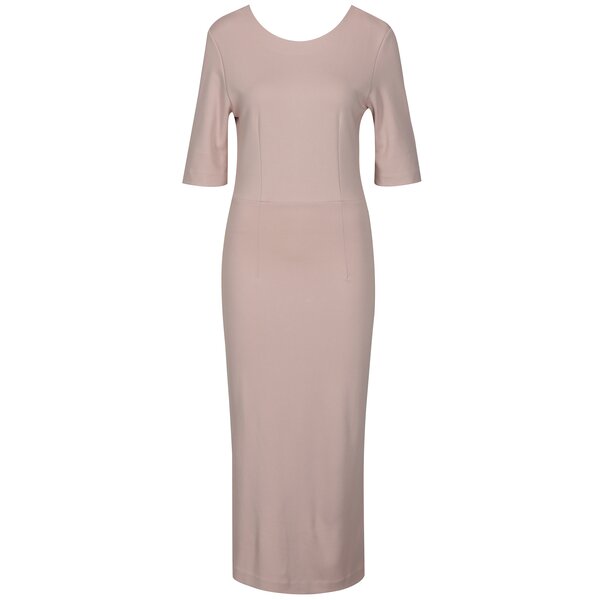 Rochie midi roz prafuit cu maneci scurte Selected Femme Uma