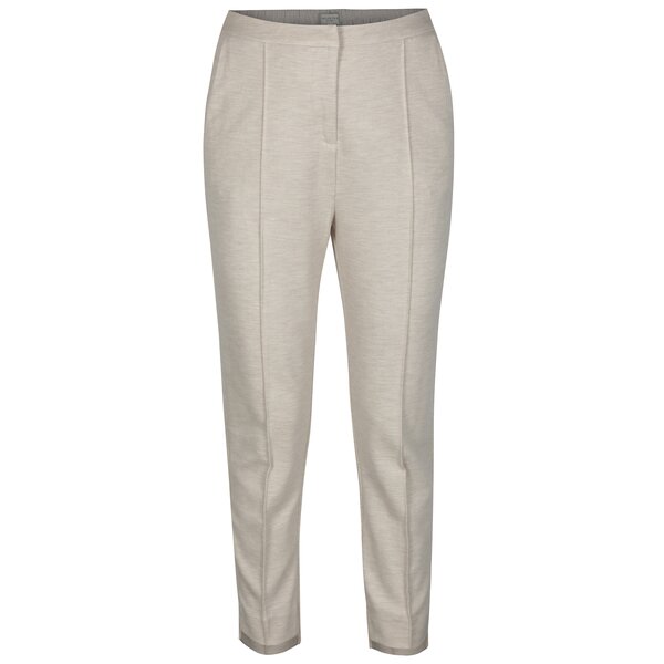 Pantaloni cropped bej melanj cu talie inalta Selected Femme Sue