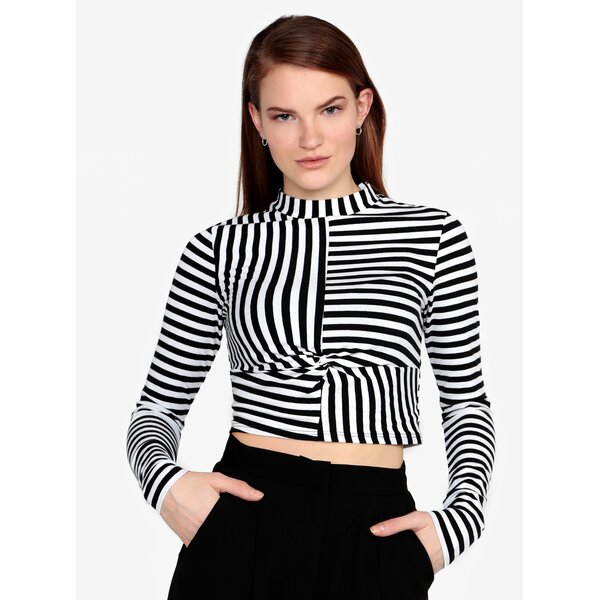 Crop top cu dungi si nod decorativ Miss Selfridge