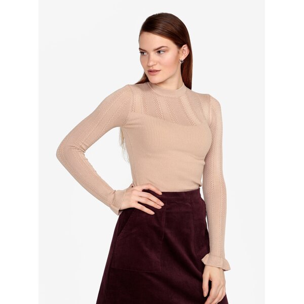 Pulover bej cu model decorativ Miss Selfridge