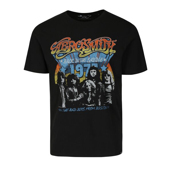 Tricou negru cu print rock ONLY & SONS Aerosmith