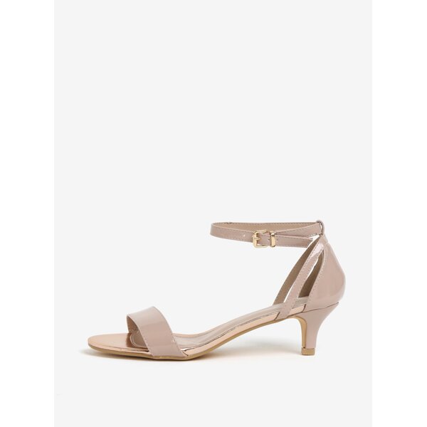 Sandale cu toc kitten roz pal si aspect lacuit Dorothy Perkins