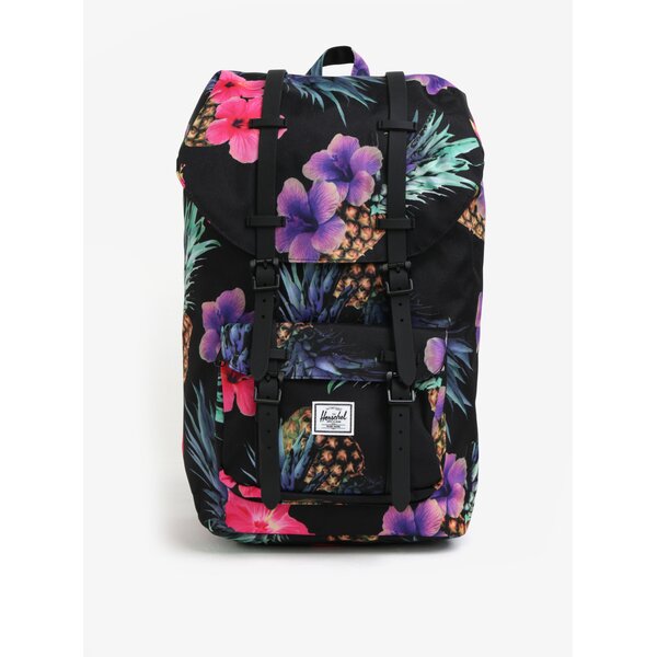 Rucsac negru cu print floral Herschel Little America 25 l