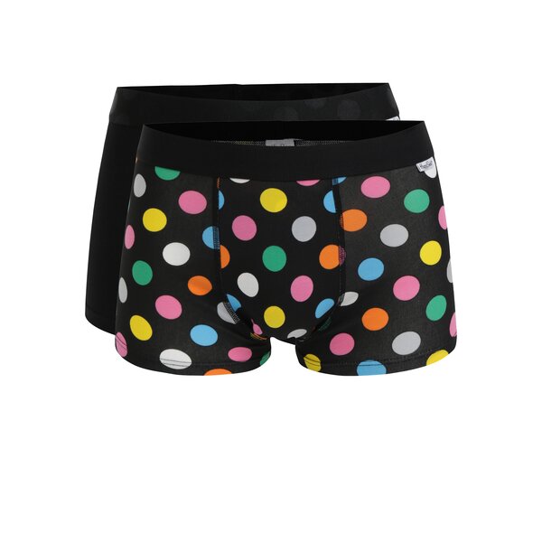 Set de 2 perechi de boxeri negri cu buline - Happy Socks Big Dot