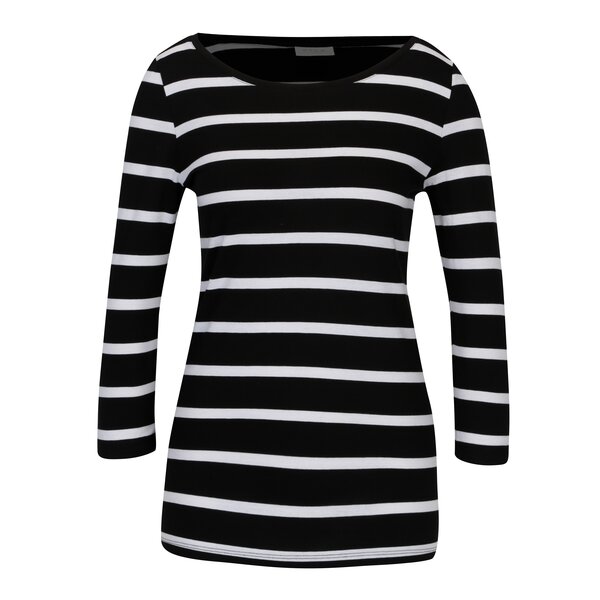Bluza neagra in dungi cu maneci 3/4 VILA Striped