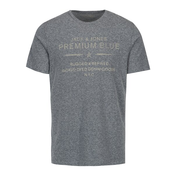 Tricou gri albastrui cu print - Jack & Jones Tokyo
