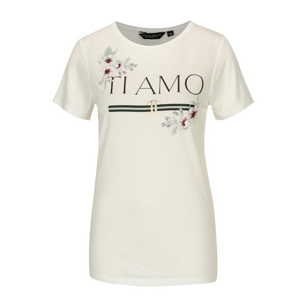 Tricou alb cu print floral&text Dorothy Perkins
