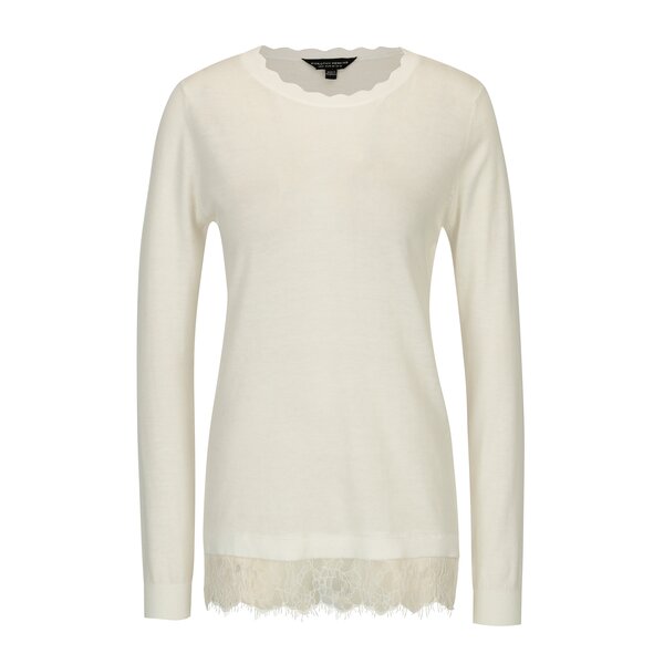 Pulover alb cu terminatie din dantela Dorothy Perkins