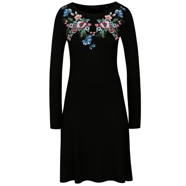 Rochie neagra cu broderie florala Dorothy Perkins Tall