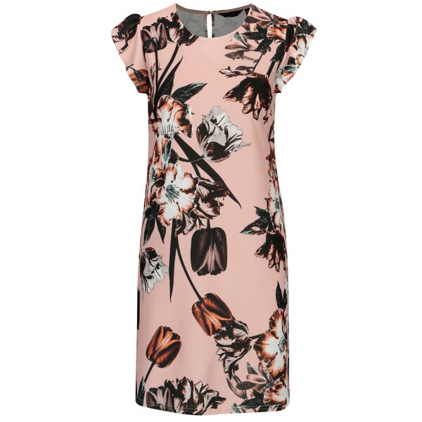 Rochie cu print floral si volane la maneci Dorothy Perkins
