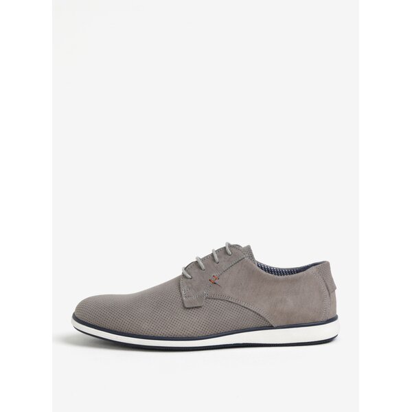 Pantofi gri din piele cu model perforat pentru barbati Dune London Balthazar