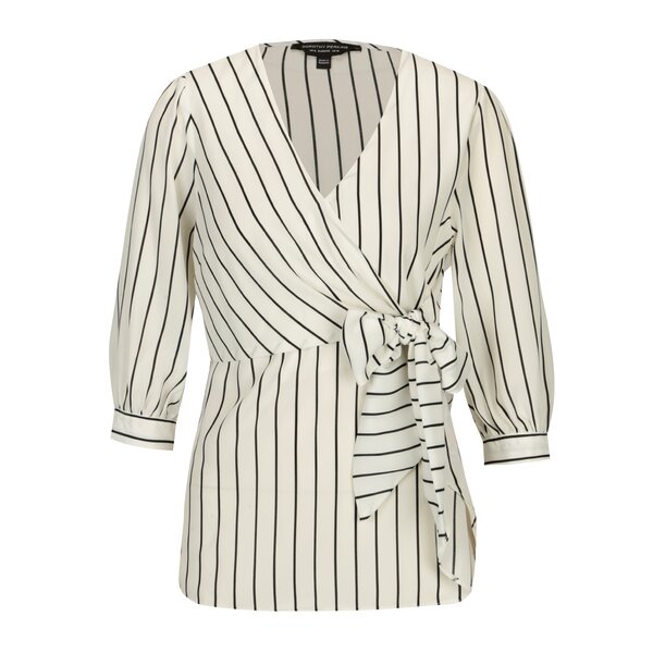 Bluza alba cu dungi si decolteu suprapus Dorothy Perkins