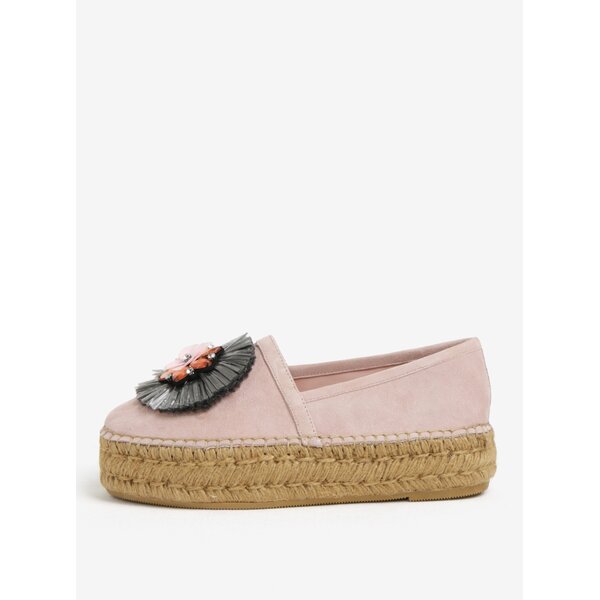 Espadrile roz din piele intoarsa pentru femei Dune London Gisel