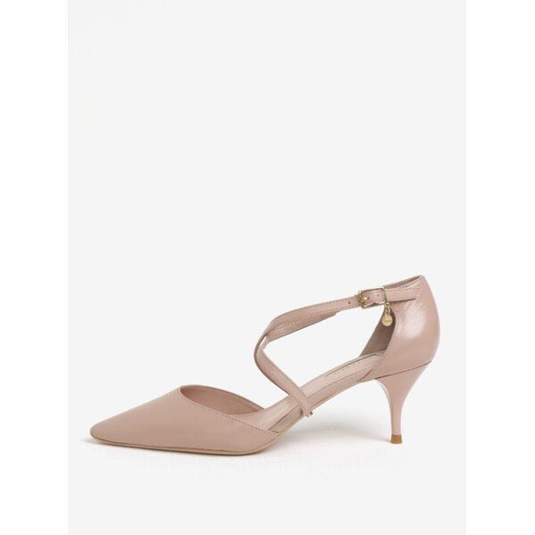 Pantofi cu toc roz pal din piele Dune London Courtnee