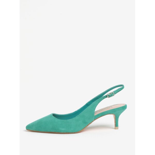 Pantofi cu toc verzi din piele cu calcai decupat Dune London Casandra