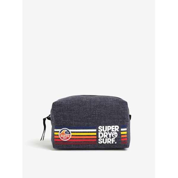 Geanta de cosmetice gri cu dungi multicolore Superdry Cali