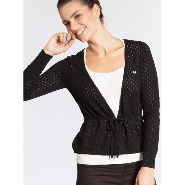 Cardigan negru subtire cu croi suprapus - Blutsgeschwister