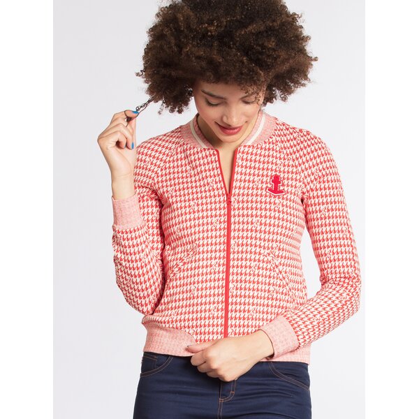 Jacheta bomber rosie cu model houndstooth Blutsgeschwister