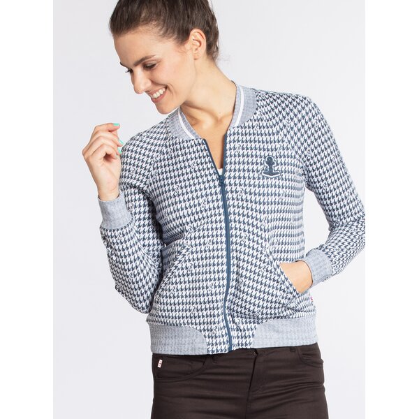 Jacheta bomber albastra cu model houndstooth Blutsgeschwister