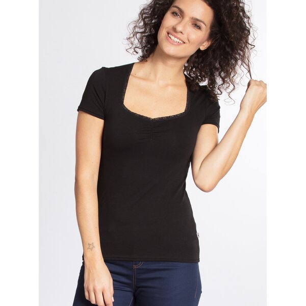 Tricou negru cu decolteu sweetheart - Blutsgeschwister