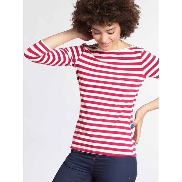 Bluza crem&roz inchis in dungi cu maneci 3/4 Blutsgeschwister