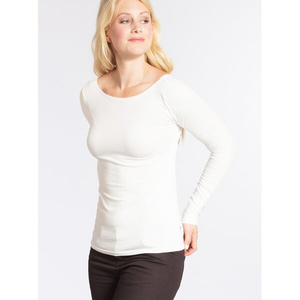 Bluza crem cu decolteu amplu la spate - Blutsgeschwister