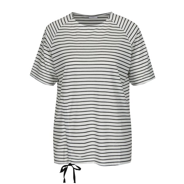 Tricou alb cu dungi si snur la terminatie Jacqueline de Yong Buzz