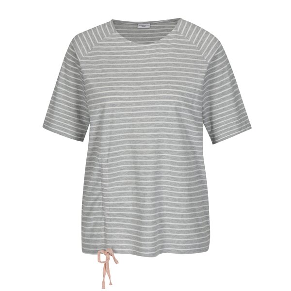 Tricou gri melanj cu dungi si snur la terminatie Jacqueline de Yong Buzz