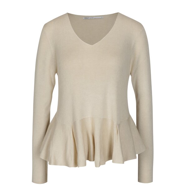 Pulover peplum bej ONLY Rosana