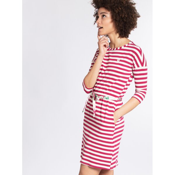 Rochie roz inchis in dungi cu maneci 3/4 Blutsgeschwister