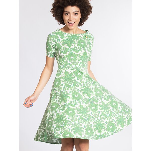 Rochie verde cu imprimeu si decolteu carmen - Blutsgeschwister